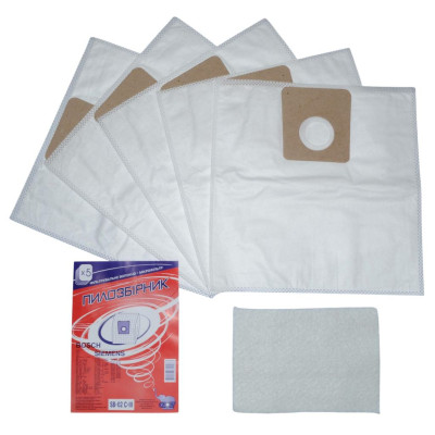 Мешки пылесборники SB-02 C-III для пылесосов Siemens, Bosch, микроволокно, Слон, 5 шт, 801-SB02-3