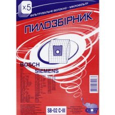 Мешки пылесборники SB-02 C-III для пылесосов Siemens, Bosch, микроволокно, Слон, 5 шт, 801-SB02-3