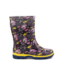 Дитячі гумові чоботи Єдинорог на чорному 27,28,29,30,31,32,33,34,35 розмір, 33-37810