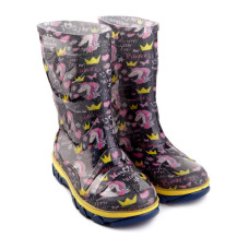 Дитячі гумові чоботи Єдинорог на чорному 27,28,29,30,31,32,33,34,35 розмір, 33-37810