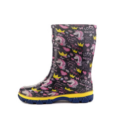 Дитячі гумові чоботи Єдинорог на чорному 27,28,29,30,31,32,33,34,35 розмір, 33-37810