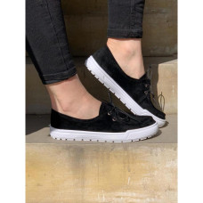 Жіночі мокасини , Чорні на білій підошві/велюр 36,39,40,41 розмір, 1-63058