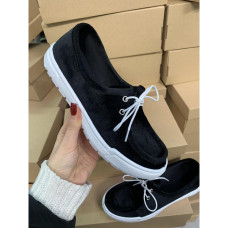 Жіночі мокасини , Чорні на білій підошві/велюр 36,39,40,41 розмір, 1-63058