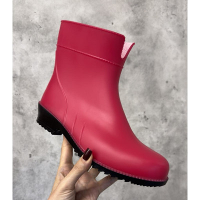 Жіночі гумові напівчоботи Рожевий/чорна 36,37,38,39 розмір, 1-66407