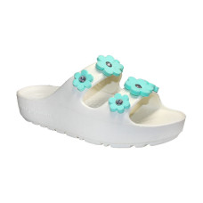 Шлепанцы ЭВА женские Jose Amorales Белые с бирюзовыми цветами 36,37 размер, 1-66423