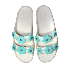 Шлепанцы ЭВА женские Jose Amorales Белые с бирюзовыми цветами 36,37 размер, 1-66423