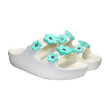 Шлепанцы ЭВА женские Jose Amorales Белые с бирюзовыми цветами 36,37 размер, 1-66423