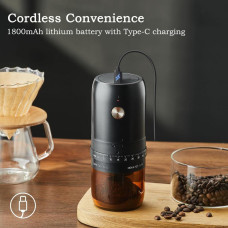 Електрична кавомолка KLT KE77B з металевими жорнами та зовнішнім налаштуванням помелу, 172-66492