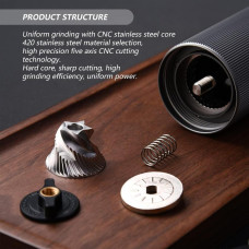 Ручна кавомолка JOQINEER Сталеві жорна з чохлом Rose Gold, 172-66494 Ручна кавомолка JOQINEER Сталеві жорна з чохлом Rose Gold, 172-66494