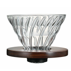 Пуровер Hario V60 02 Walnut стеклянный с деревянной подставкой, 176-66548