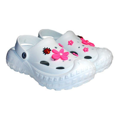 Крокси, сабо кроксы женские Jose Amorales Белые с Розовыми цветами 38,39,40,41 розмір, 1-66574