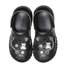 Крокси, сабо кроксы женские Jose Amorales Чёрные с Серебряными джибитсами и цепочкой 39,40,41 розмір, 1-66575