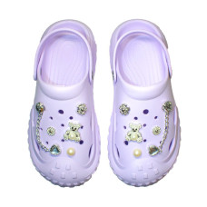 Крокси, сабо женские Jose Amorales Сиреневые с Серебряными джибитсами с жемчугом и цепочкой 36,37,38,39,40,41 размер, 1-66640