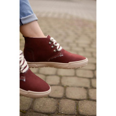 Зимние женские ботинки под замшу  размер, цвет бордо, марсала, 20-37947