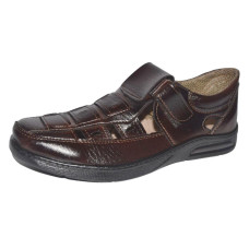 Літні чоловічі туфлі на липучці 40,42,43,44,45 розмір, прошиті коричневі сандалі, 105-001-20