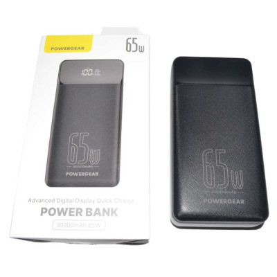 Повербанк Powergear 65W 30000mAh, швидка зарядка PD, QC, 150-64254