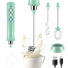 Электрический вспениватель молока Milk Frother 3 в 1 капучинатор с зарядной базой Оливковий, 174-65908